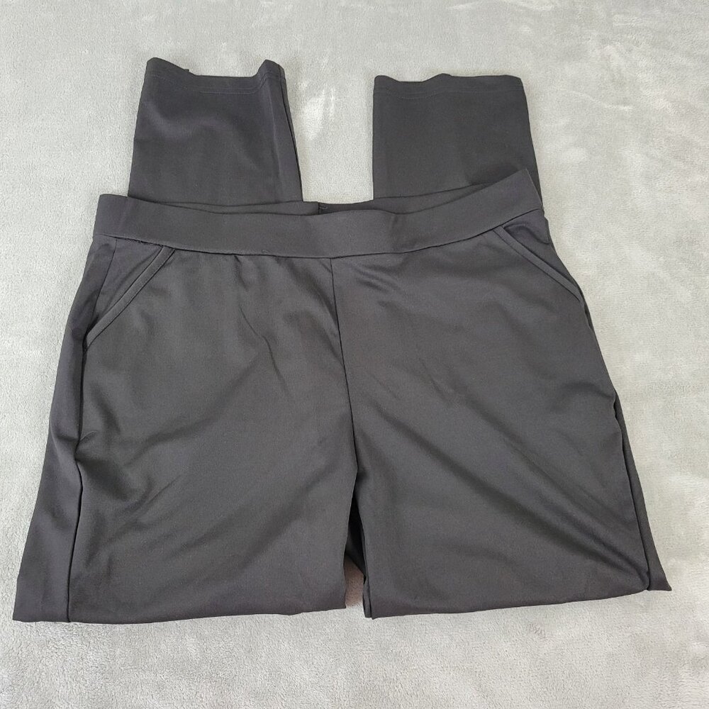 Shosho 1X Black Cropped Pants Plus Size Pull On Elastic Waist Button BLA39E